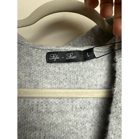 NWT Lyla + Luxe Grey Jiminy Hooded Coatigan Sz. L - Picture 7 of 7